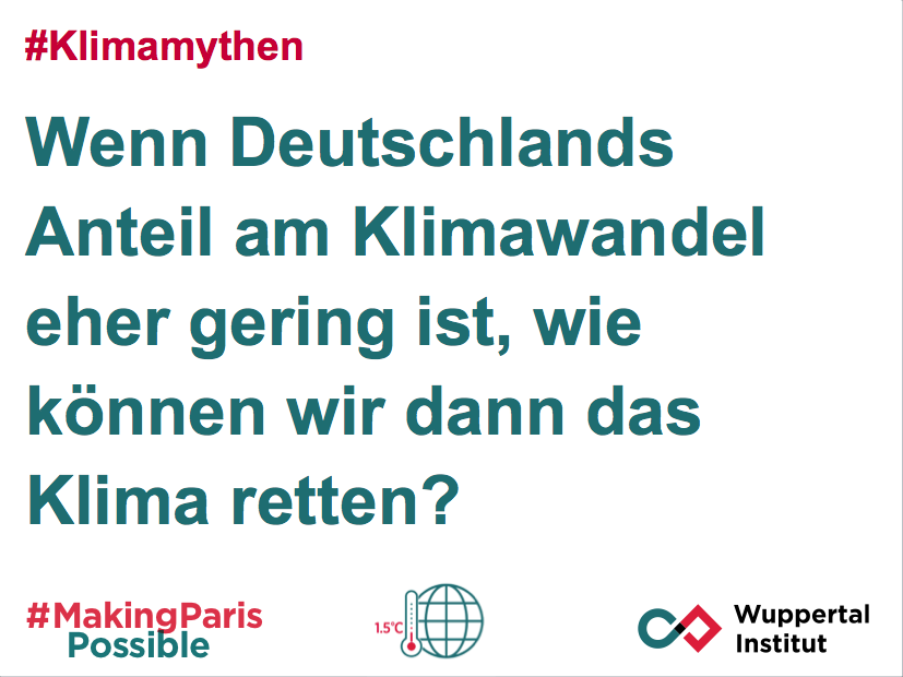 Wupperinst's tweet photo. 10 Fakten gegen #KlimaMythen. Deutschlands Rolle im internationalen #Klimaschutz ist immer wieder Gegenstand kontroverser Diskussionen. Warum es gerade wichtig ist, dass sich Deutschland beim Klimaschutz engagiert erfahrt ihr hier: https://t.co/JzUB9f7Hd1 https://t.co/YDqkHc204t