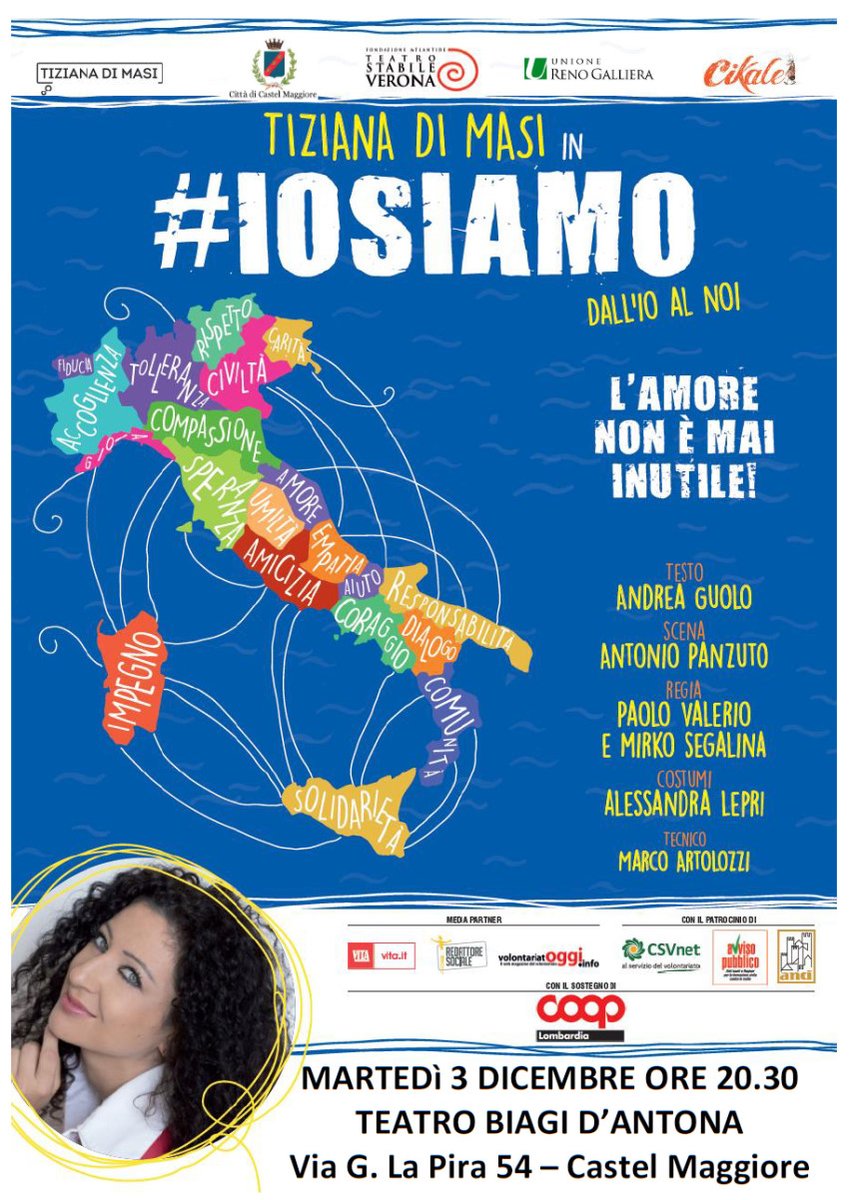 Stasera Tiziana Di Masi in: #iosiamo - dall'Io al Noi - dedicato chi si impegna per gli altri costruendo giorno dopo giorno una società attiva e migliore