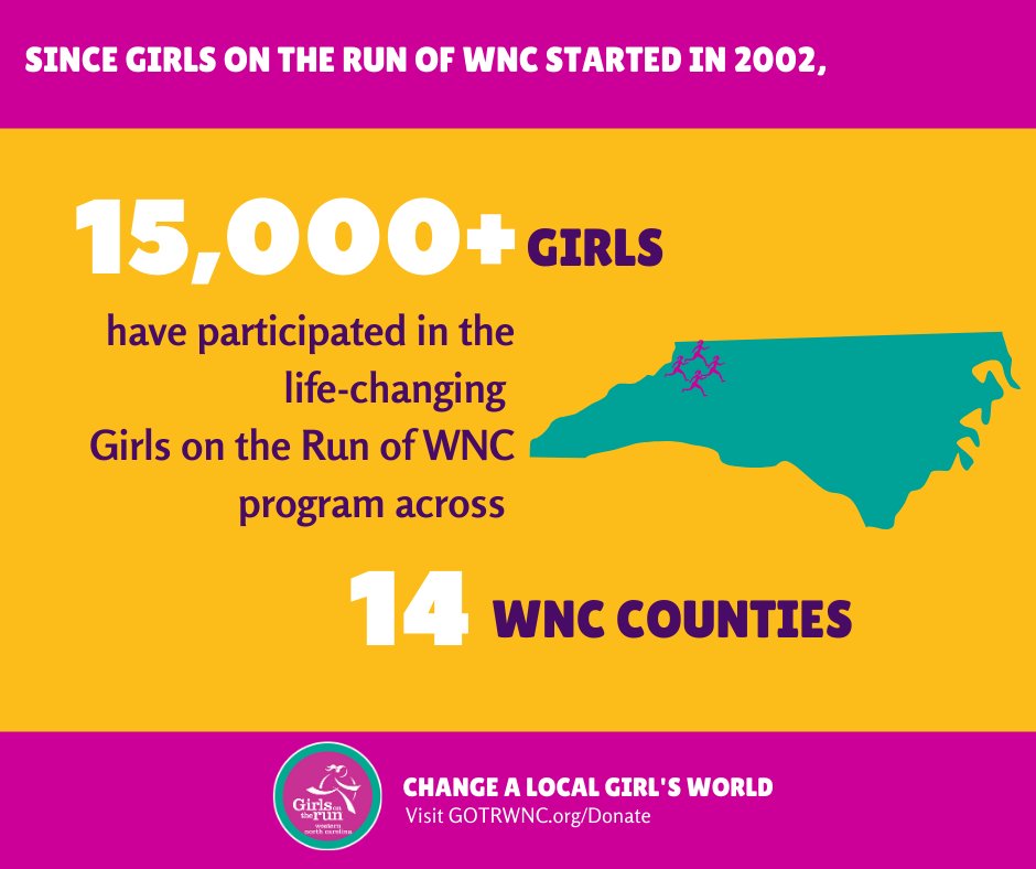 gotrwnc's tweet image. Empower a girl to change the world on #GivingTuesday. Your generous gift of ANY amount to Girls on the Run of WNC will directly enable a local girl in need to participate in the life-changing #GirlsontheRun program this spring. #Donate at GOTRWNC.org/Donate. #gotrwnc