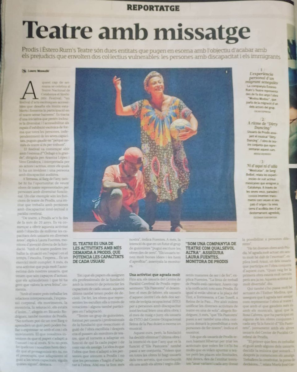 nadia_zuniga's tweet photo. Gràcies @diarideterrassa visca el Teatre i visca Catalunya! #multiculturalidad #nadiazuniga #modoumodou #estereorumsteatre #senegal #mexico #terrassa #terrassences #egarences #sergibelbel #elensambleteatroplayback #teatroplaybackbarcelona #teatroplayback #mexicatas https://t.co/Ij8jkz1XeV