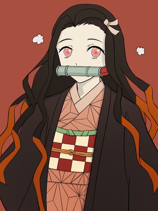 ましろさんがTwitterに投稿した竈門禰豆子(鬼滅の刃)のイラスト。