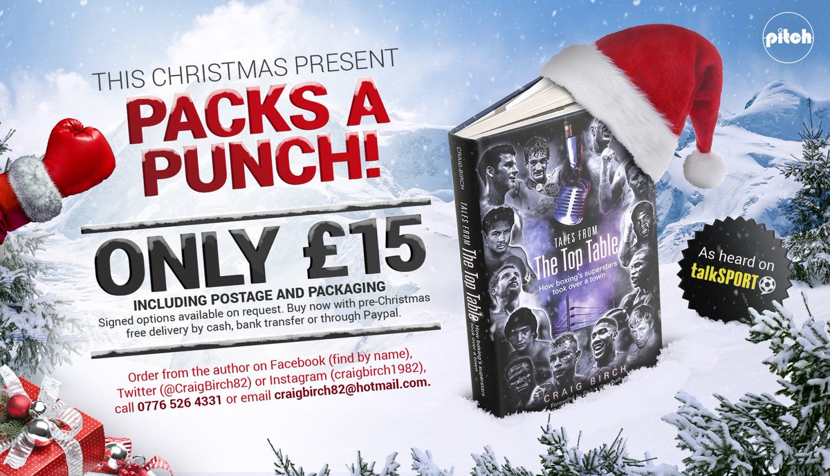 Want one of my #boxing books for #Christmas? 📚✍️🎅 Then take a look at the deal I've sorted below!

Buy a copy of #TalesFromTheTopTable from me directly for £15, including postage and packaging. ✉️ 

All of the contact details below, it's a big hardback to put under the tree! 🎄