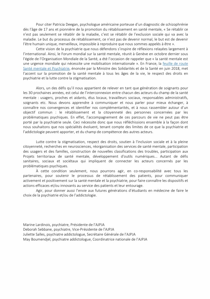 AssoAJPJA's tweet photo. 👉🏻Jeunes Psychiatres - Jeunes Addictologues : ce que nous voulons pour demain > retour sur la 1ère Journée Nationale de l’AJPJA. https://t.co/Wsy17IimGm