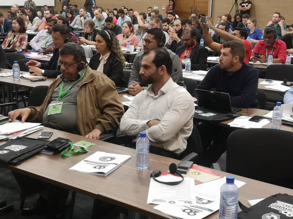 RanderPena's tweet photo. AHORA// Participamos junto a @rodbexa Secretaria General de @JuventudPSUV en la 20th Asamblea General de Federación Mundial de Juventud Democrática en Chipre, avanzamos en la Plataforma orgánica de lucha por las causas justas de la Humanidad. https://t.co/01UfQxbEYa