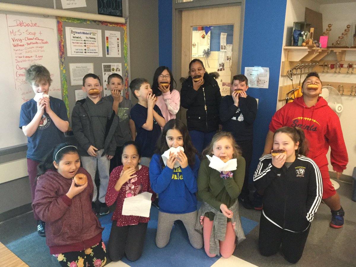 This group of students mastered 70 skills over the Thanksgiving break! Rules of our class; work hard play hard! Celebrating our math brilliance with some <a href="/dunkindonuts/">Dunkin'</a>!
#teamcsd <a href="/Willow_Dale_ES/">Willow Dale Elementary School</a>