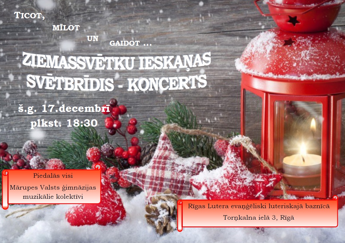 Šogad Ziemassvētku noskaņu aicinām sajust Ziemassvētku ieskaņas svētbrīdī-koncertā 17.decembrī plkst 18.30 Rīgas Lutera evaņģēliski luteriskajā baznīcā (Torņakalna ielā 3, Rīgā)