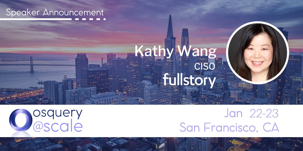 osqueryatscale's tweet photo. Speaker Spotlight🗣 As companies continue to tune their #zerotrust model, they are finding osquery a powerful tool for securing huge #'s of corporate + server endpoints. @fullstory #CISO, @wangkathy, is a veteran in this area &amp; is here to tell her story. #osqueryatscale https://t.co/dtYRNThRQ1