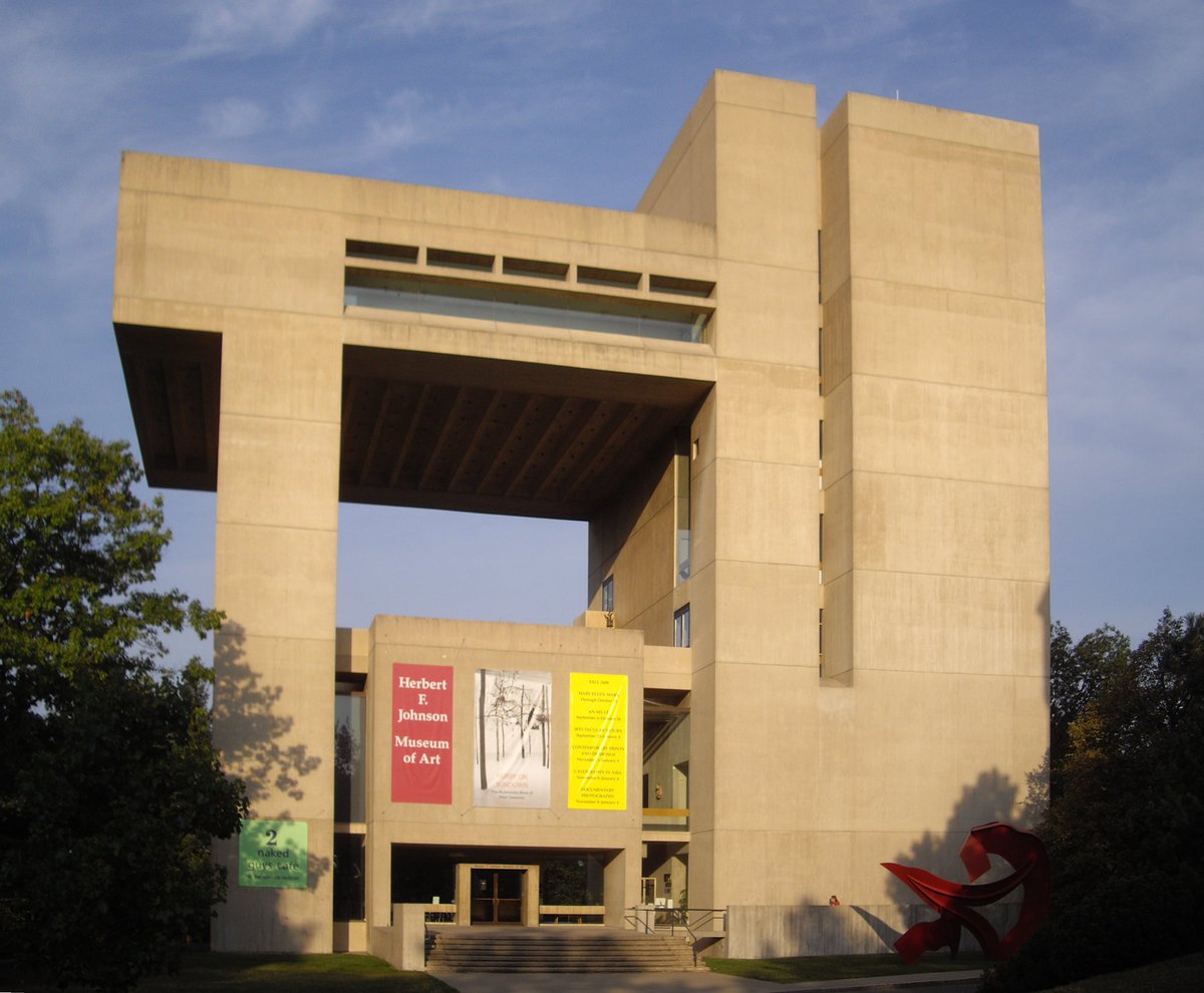 chopperwalker's tweet photo. @mattcolville Herbert Johnson Art Museum at Cornell University. Designed by I.M. Pei. I love that big, cold, imposing building. Looks like a sewing machine. https://t.co/1xIIASyHYx