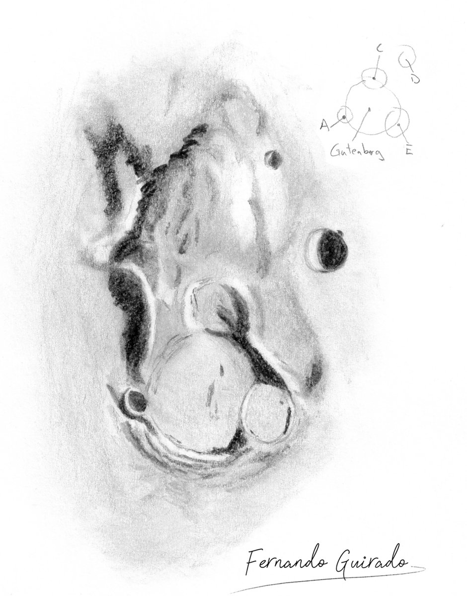 Cràter Gutenberg, pel nostre company <a href="/FernandoGuirad0/">Fernando Guirado</a> 

astrolleida.cat/2019/12/crater…

#moon #Luna #astrodibuix #astrosketch