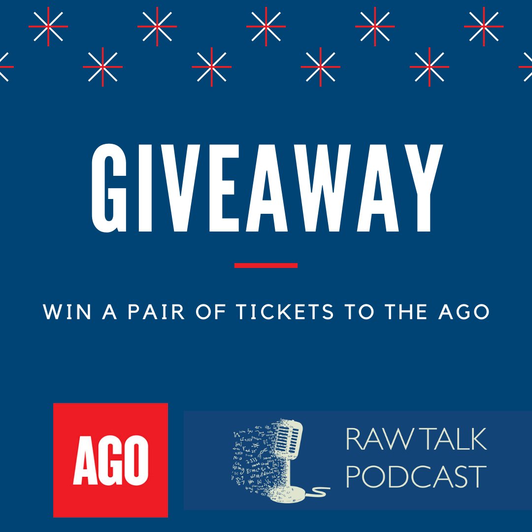 rawtalkpodcast's tweet photo. ✨GIVEAWAY!✨ In light of the holiday season we want to thank our listeners by giving away two (2!!) pairs of tickets to the AGO. To enter 1: follow us! And 2: retweet this post so all your friends can see! Winners will be chosen randomly. Contest closes Dec 6 at 11:59PM. https://t.co/lQszg8dFNF