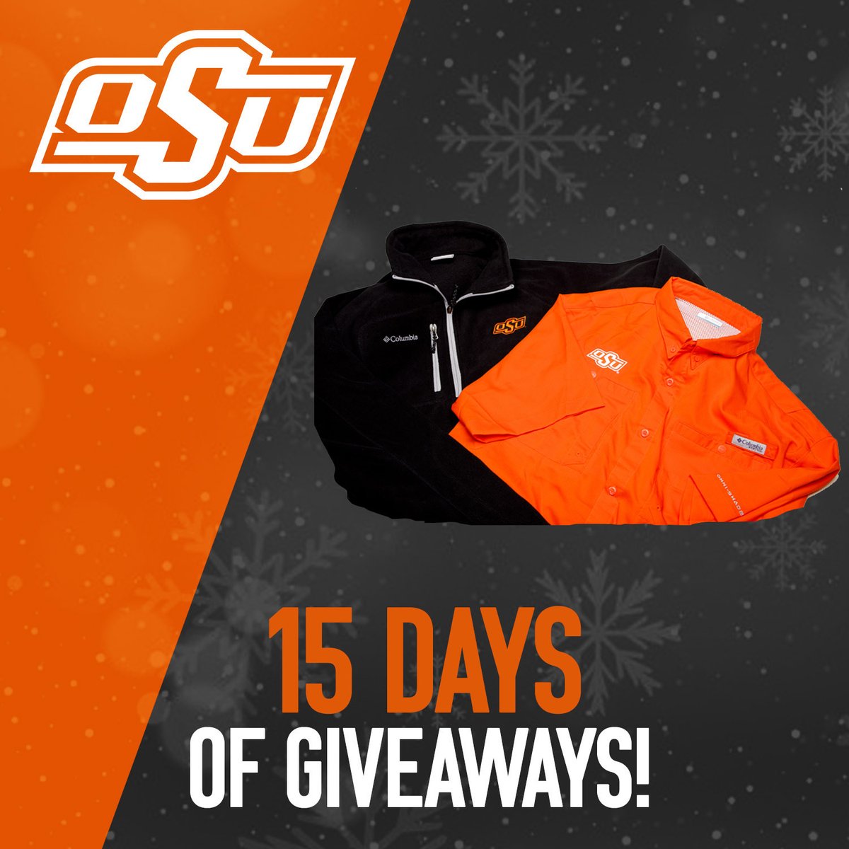 OSUGear's tweet photo. Day 3 of #HolidayCheer! RT &amp; Like for a chance to win the 1/2 zip and fishing shirt from @Columbia1938 

https://t.co/q34ve3aeBf

#GoPokes I #HolidayCheer https://t.co/rFCrHy8dEA