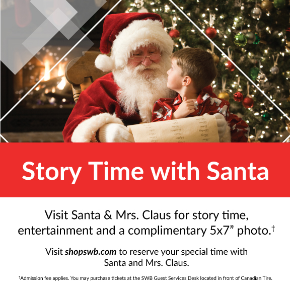 Shop_SWB's tweet image. Come visit Santa and Mrs. Claus for story time, and of course, photos. Your reservation also includes a complimentary photo with Santa, and a free Santa goody bag*. Admission fee applies. Every Mon and Tue from Nov 25 – Dec 10th. Reserve your space at shopswb.com