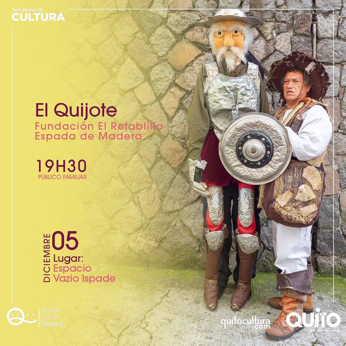 espacio_vacio_'s tweet photo. 👁Te recordamos qué estas cordialmente invitamos a Espacio Vazio, este jueves 05 de diciembre en el Festival Quito Tiene Teatro 2019.
👇👇
Con la función:
👇👇
"El Quijote"
.
.

#InstitutoIspade #fiestasdequito2019 #quitotieneteatro2019 #teatroexperimental #teatrocontemporaneo https://t.co/JTlSjXJC7E