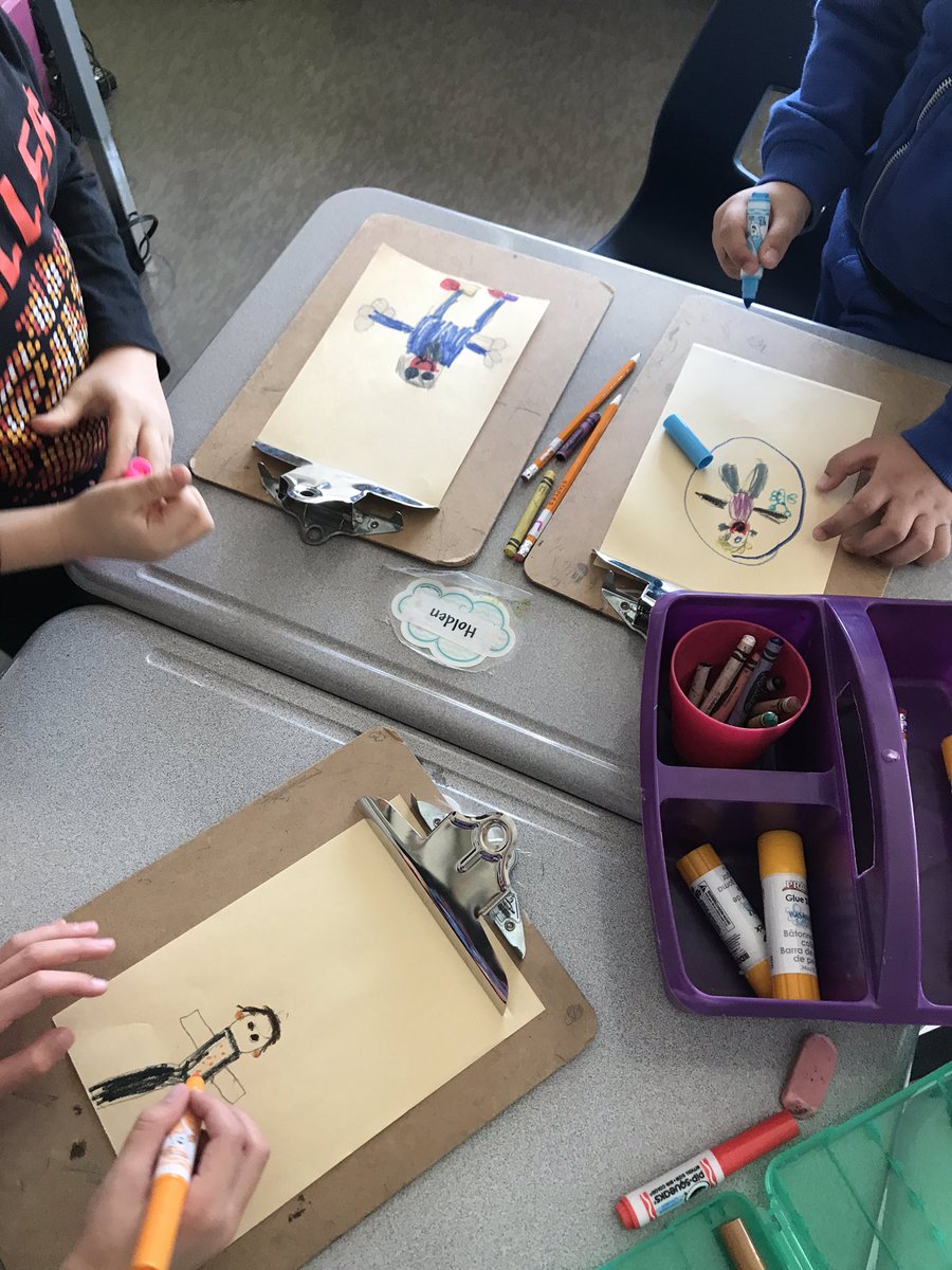 class_brunetti's tweet image. Today we worked hard with a partner to draw and describe our friends using adjectives that match them