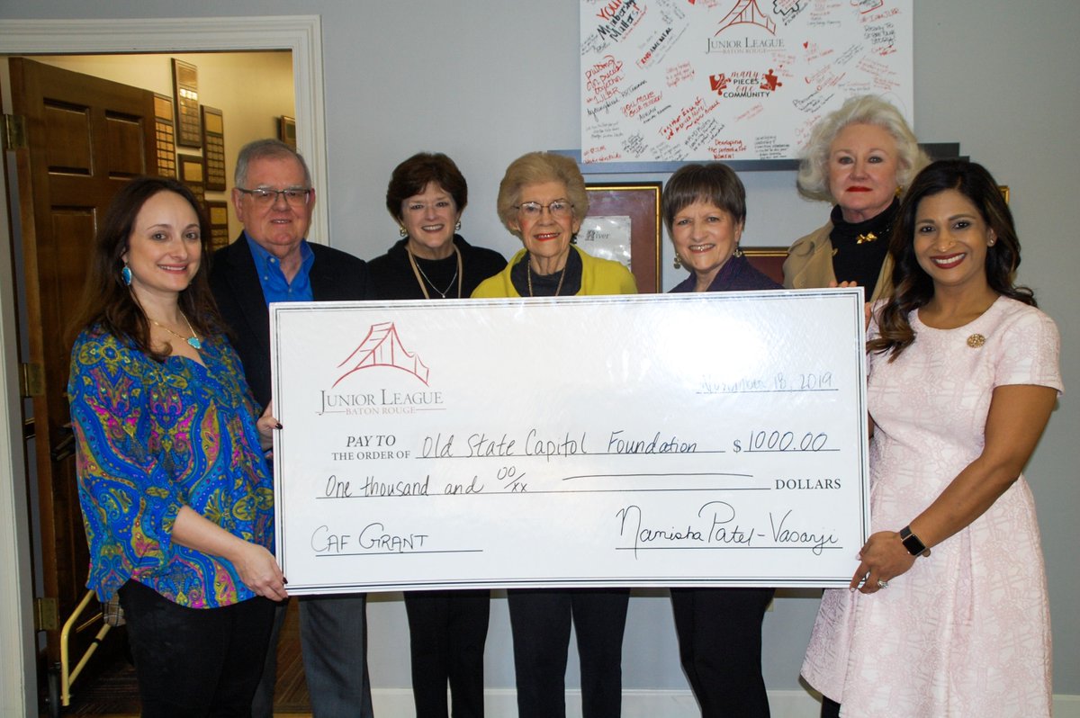 Recently the Junior League of Baton Rouge presented a grant of $1,000 in support of the Old State Capitol's upcoming exhibit, "One Half of the People." The exhibit, which opens in January, focuses on the struggle for women to gain the right to vote.