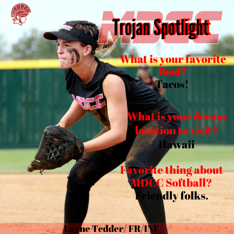 MDCCSB's tweet photo. 🔥THAT'S RIGHT, ITS TROJAN TUESDAY!🔥 Layne Tedder is our Trojan Spotlight today. Layne is a freshman infielder from Pontotoc, MS. She is inspired by her parents and is pursuing to become a Nurse Practitioner.
Go Trojans!
#MDCCSB
#FearTheSpear https://t.co/1qZuN9OiSZ