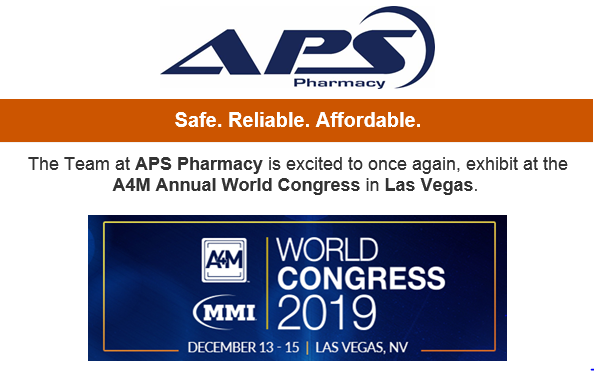 APSPharmacyFL's tweet photo. Visit Us in Las Vegas at the 27th Annual World Congress - Booth 5093 #A4M #RedefiningMedicine https://t.co/d9LBrW8aCS