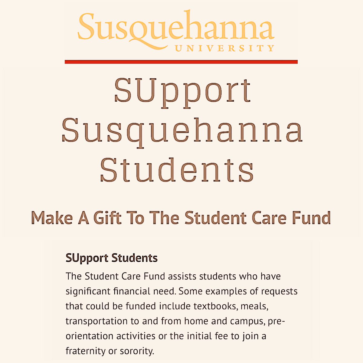 AlyshaMelnyk's tweet photo. #givingtuesday - If you are able, consider contributing to @SusquehannaU Student Care Fund (https://t.co/8qIh9WXqCq). I just donated $20.14 in honor of my graduation 🎓class 👩🏻‍🎓!

#giveback #payitforward #helpothers #college #undergrad #helpstudents #helpthecommunity #contribution https://t.co/T0fJ3fJSIy