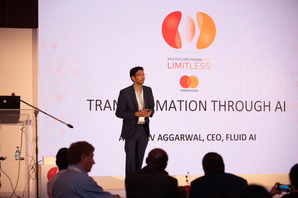 MastercardMENA's tweet photo. @MAstartpath Brothers Abhinav & Raghav Aggarwal are deploying Artificial Intelligence to make banking fun for customers. @aggarwalabhinav, CEO of @fluidAI1 takes us through the future of AI as he sees it. #MastercardIndaba #Limitless https://t.co/I9JhopUPRU