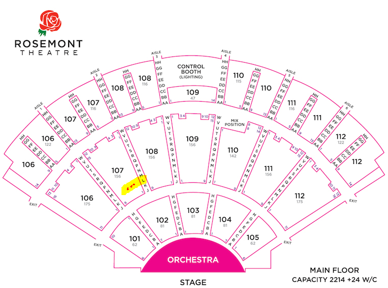 Rosemont Theatre Seating Chart With Seat Numbers