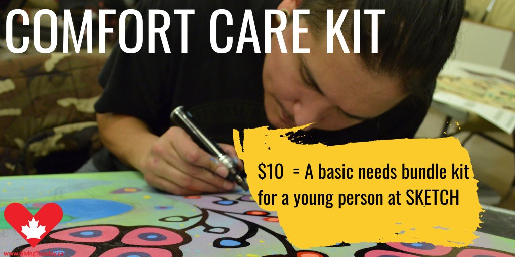 $10 goes a long way. At SKETCH, $10 gives a young person a comfort care kit of items for their basic needs. Donate today: sketch.ca/givingtuesday
#GivingTuesdayCA #GivingTuesday #GivingTuesday2019