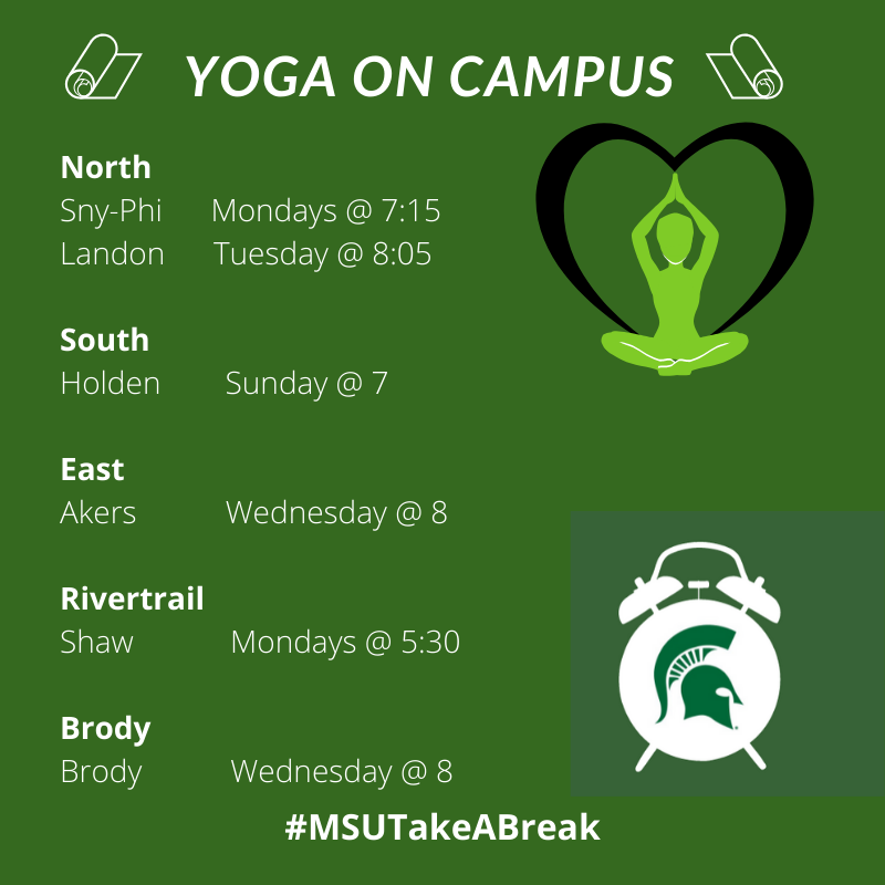 MSUTakeABreak's tweet photo. Take a break and go try some free yoga offered on campus #MSUTakeABreak https://t.co/EroT4dkd9r
