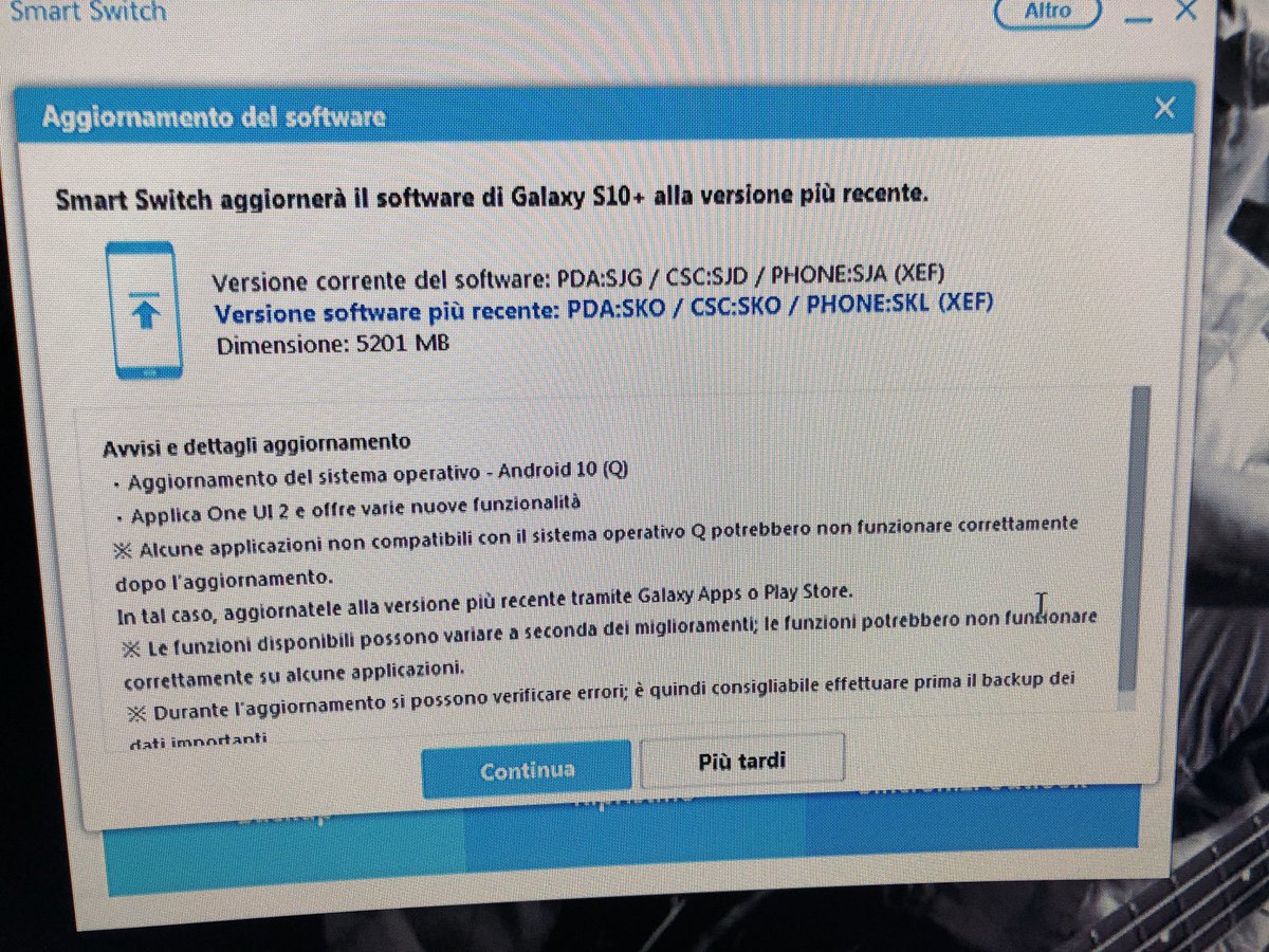 mspiccia's tweet image. #TheGeekerz Aprire #SamsungSmartSwitch e trovare la notifica di #Android10Q per #GalaxyS10+ Bella sorpresa!