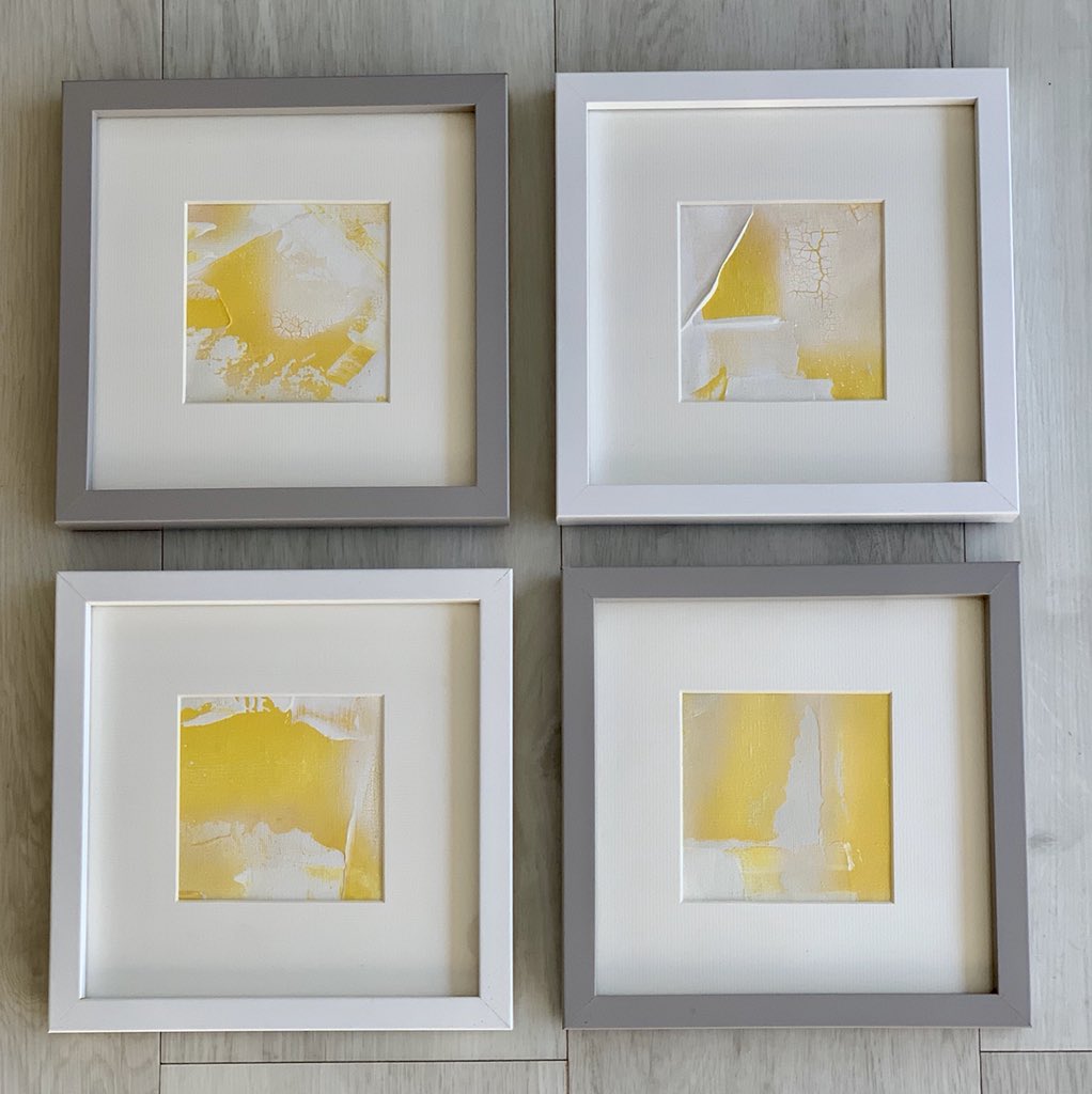 rcamilleriart's tweet photo. Simple, subtle and minimal... 

New mini abstracts for sale. Only £40 each plus delivery. Make the perfect gift 💛

Can be bought as a set or individually. You can specify the frame colour. Frame size 8 inches x 8 inches. 
 
#miniabstracts #simpledesign #minimalhome #subtlecolour https://t.co/xbZu6y7Mdb