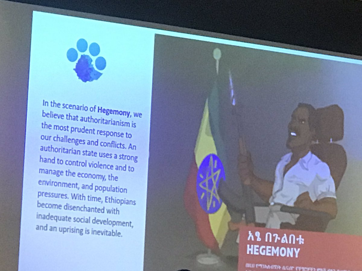 MelakuTekola's tweet image. Happenings now: #TransformativeScenarioPlanning happening in Sky Light. Four scenariois have drawn to the future of Ethiopia by 2040. Dawn, Divided House, Broken Chair and Hegemony. For which scenario do u work or contribute to? Mind your action.