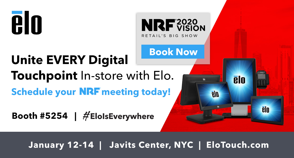 Meet with an Elo expert at #NRF2020!
Book now: lnkd.in/d5g7-pr 
EloTouch.com | #EloIsEverywhere
