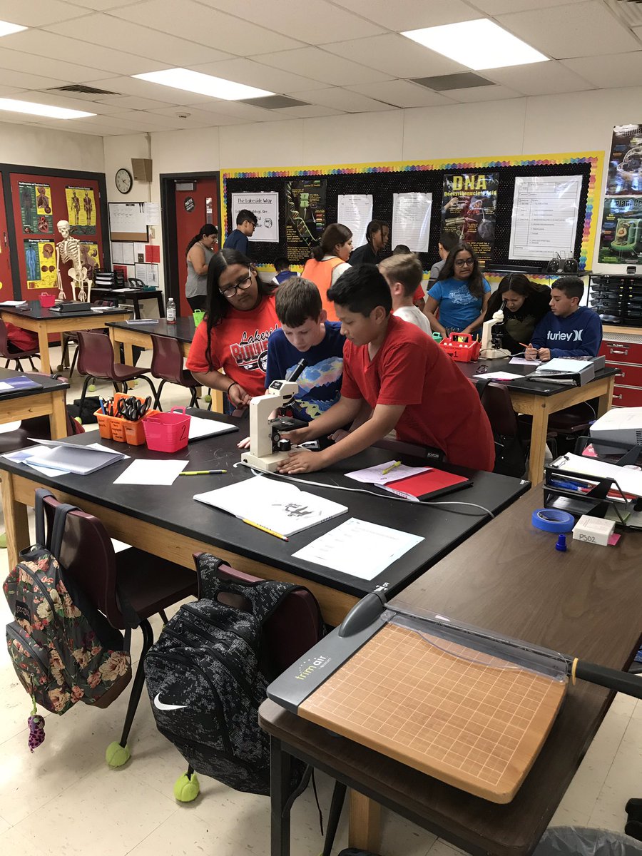 FranklyScience's tweet photo. First and second quarter have flown by so fast here are some highlights: Microscope lab #LakesideBulldogs #room103 #FranklyScience https://t.co/wp4Jh09aQb