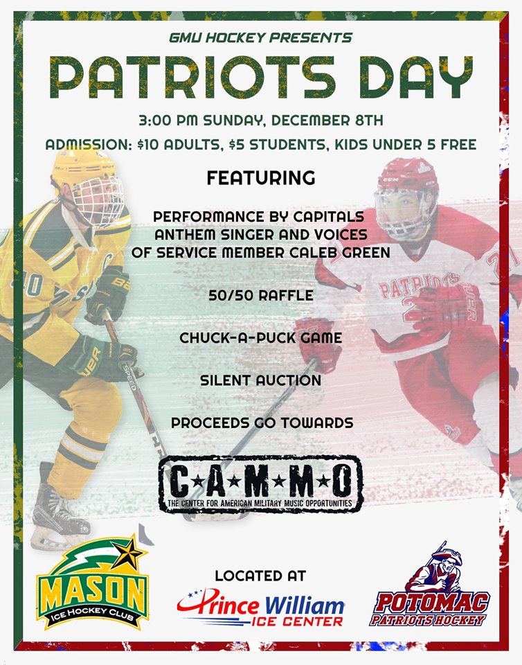 It's Patriots Day at the Prince William Ice Center! We are so proud to give back to The Center for American Military Music Opportunities.