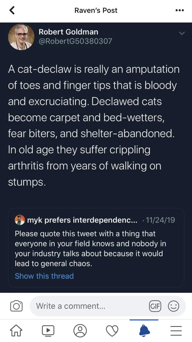 Raven_Fawn's tweet photo. So I shared this post on my fb and got this as a comment. Gotta love when the girl you’re talking to steps in and says something about what a stupid weird comment this was on my post about cats 😂���️ https://t.co/2WAt9ftfZQ
