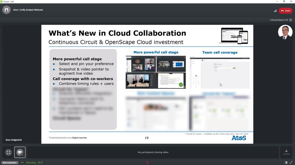 @UnifyCo using Circuit Events to host our analyst call with <a href="/SSkellon/">Simon Skellon</a> <a href="/LuizDomingos2/">Luiz Domingos</a> and <a href="/SusandeJong2/">Susan de Jong</a> delivering a great portfolio update for the participants. #collaboration