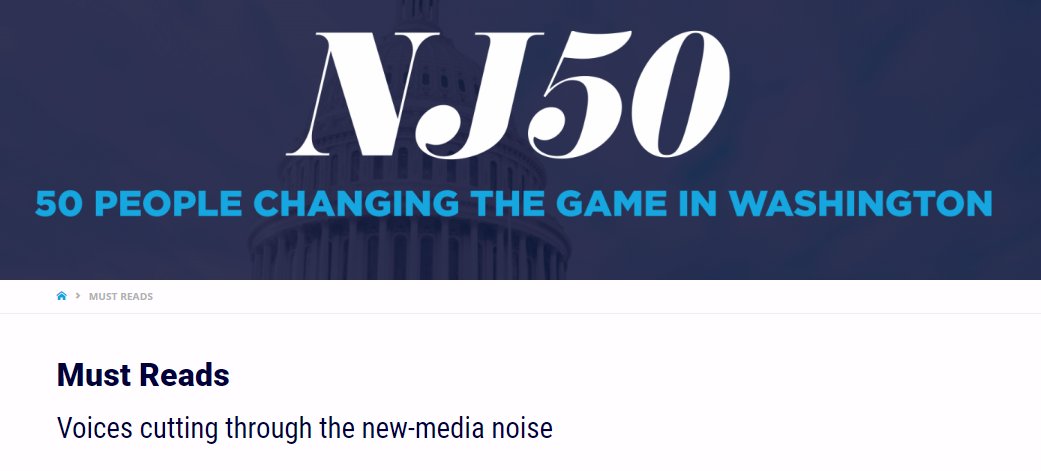 nationaljournal's tweet photo. Check out #NJ50 for these #mustreads voices cutting through the new-media noise in Washington, and more. @SykesCharlie @thechrisbuskirk @seungminkim @yashar https://t.co/5Ahc0Me7ls
