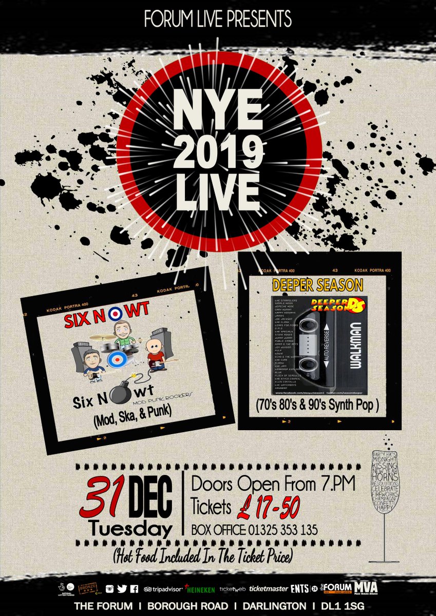 TheForum_Music's tweet image. #Darlington why not spend #NewYearsEve at The Forum with #livemusic great #Food and #great Company!
Tickets £17.50 ( Includes Food )
#BoxOffice 01325 363135
@lovedarlouk @darloforculture @WhatsOnDarlo @Eventsdton @hmvDarlington #DarliMusic #DarloBiz