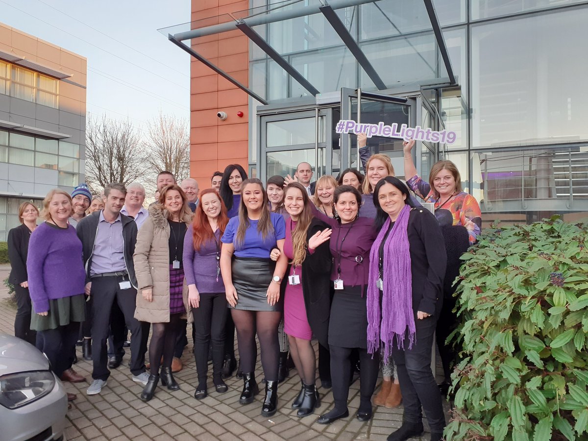 RehabGroup's tweet photo. Staff at Rehab Group celebrating #PurpleLights19 #PurpleLightUp #InternationalDisabilityDay https://t.co/i0WMpm1Nuo