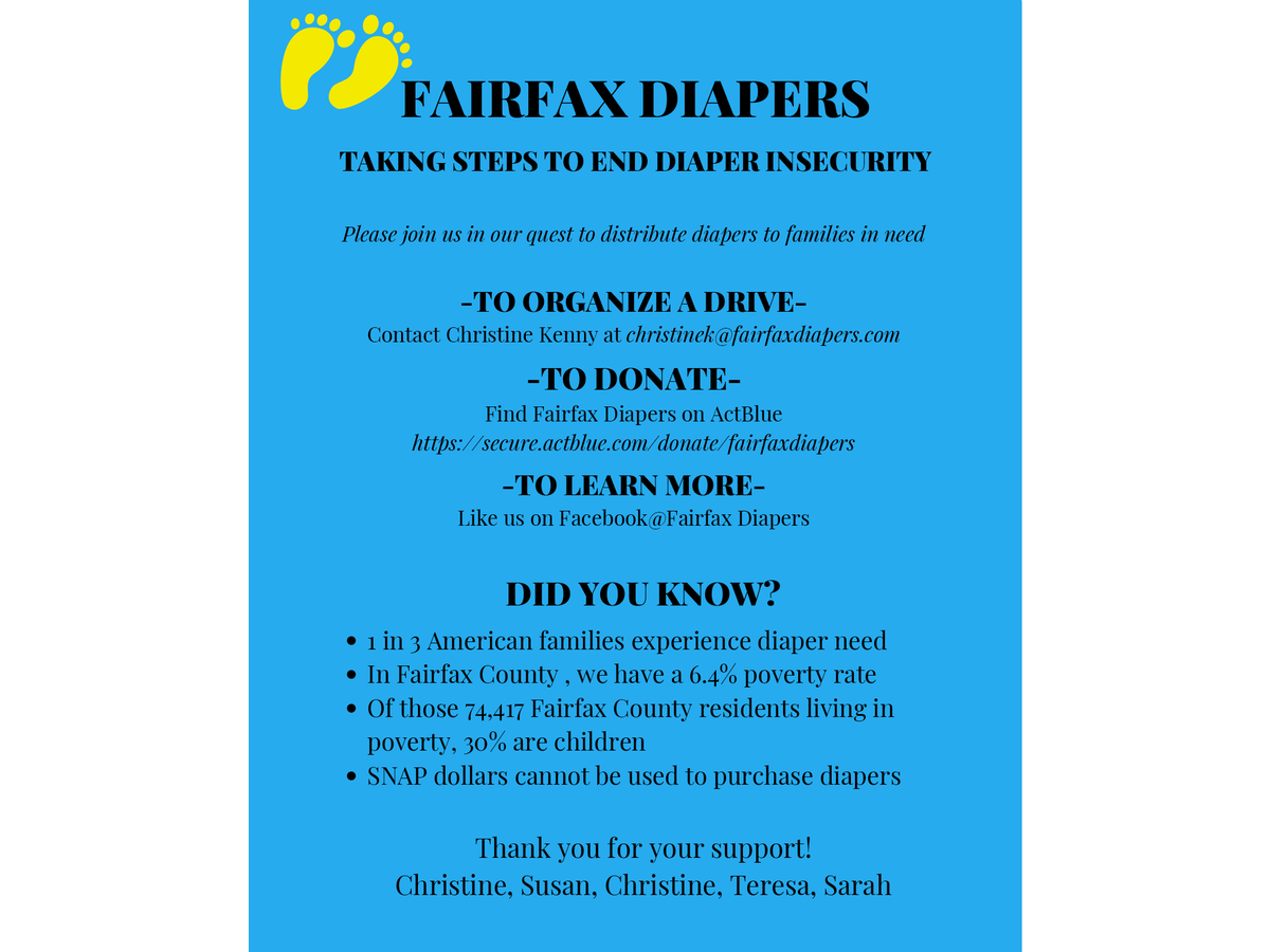 We are hosting a diaper drive in support of Zach and Rebecca’s partnership with Fairfax Diapers to help end diaper insecurity to families in need. They have set a goal to collect 3,000 diapers, let’s help them exceed that goal! We will be accepting donations until 12/13.#GiveBack