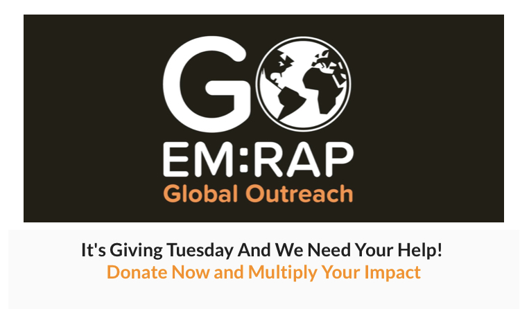 umanamd's tweet photo. It’s giving Tuesday!
Have you considered donating to #EMRAPGO?
100% of donations go directly to getting medical education around the world and today EM:RAP will match your donation, dollar for dollar, for the entire day!
https://t.co/yWc9jYS2WV
@EMRAPGO @MelHerbert https://t.co/mynNqbXfax