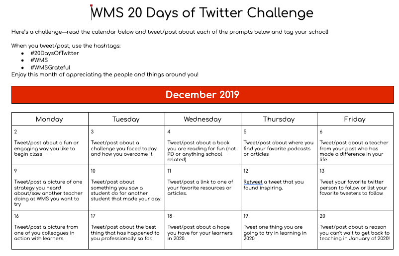Antholine's tweet photo. @mrgullicksonwms @KatiSeiter @deboer_katie @jenell_swick @gartmann_scott @kmeyerWMS @Ms__Walsh Share with your/our peers...   #WMS #WMSGrateful #20DaysOfTwitter https://t.co/QQZM5V5LUr