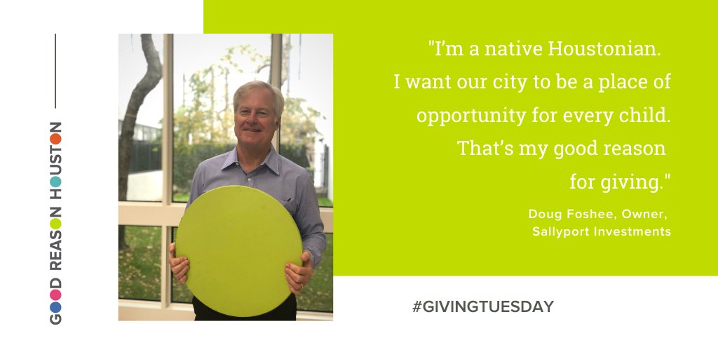 GoodReasonHou's tweet photo. Join Doug on #GivingTuesday and make a gift to Good Reason Houston. Your gift will help ensure every child, in every neighborhood, excels in a world-class public school and thrives in the Houston of tomorrow. https://t.co/msT1O0rwsT #OurGoodReasons https://t.co/YlwisBTCtL