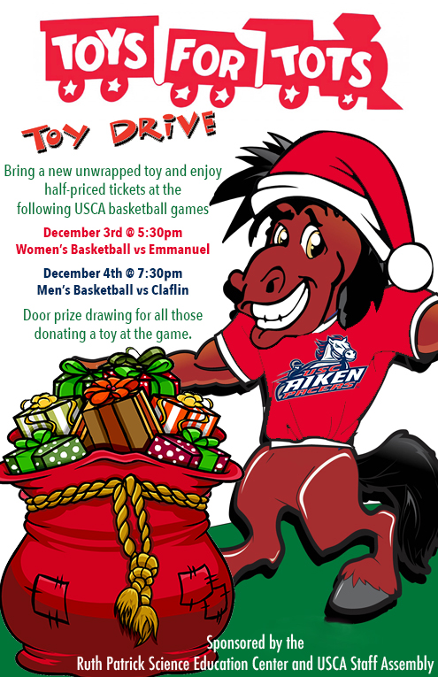 Students get in free HOWEVER there is a door prize drawing for everyone that donates a toy at the Women's Basketball game on Dec 3rd vs Emmanuel @ 5:30pm and the Men's Basketball game on Dec 4th vs Claflin @ 7:30pm