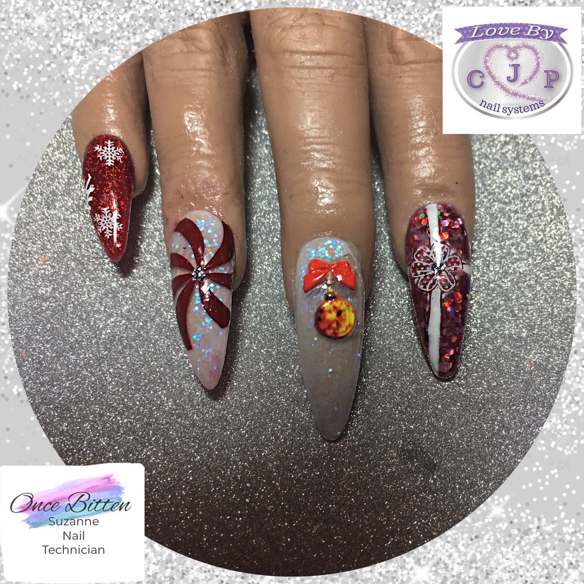 My entry for Xmas nail competition. Wish me luck!!
 #Glitter
#CJPAcrylicSystems #NailArt
#Pampertime #Homebased 
#StockportNailTech #SK5Reddish
#NailsOfInstagram #ShowScratch
#ScratchMagazine #NailPro #SWNailShares #Nails
#NailPromote #InstaNails 
#NailedIt #NailsOfTheDay