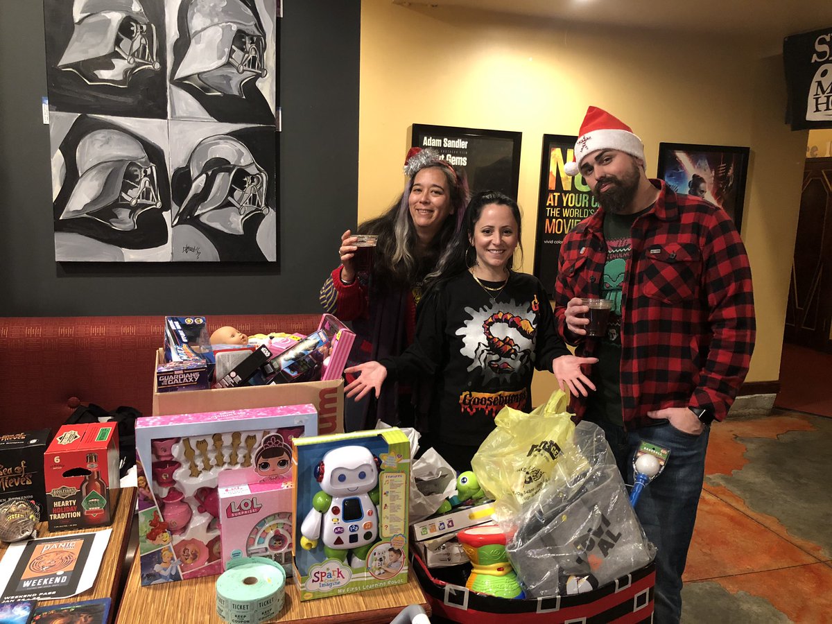 2 things:
1. Thank you for these extremely generous donations for <a href="/ToysForTots_USA/">Toys for Tots</a>! 🥰
2. We’re excited to announce Stacy Pippi is joining our team as a programmer! 🥳 
#slaughtermoviehouse #kcmo #toysfortots