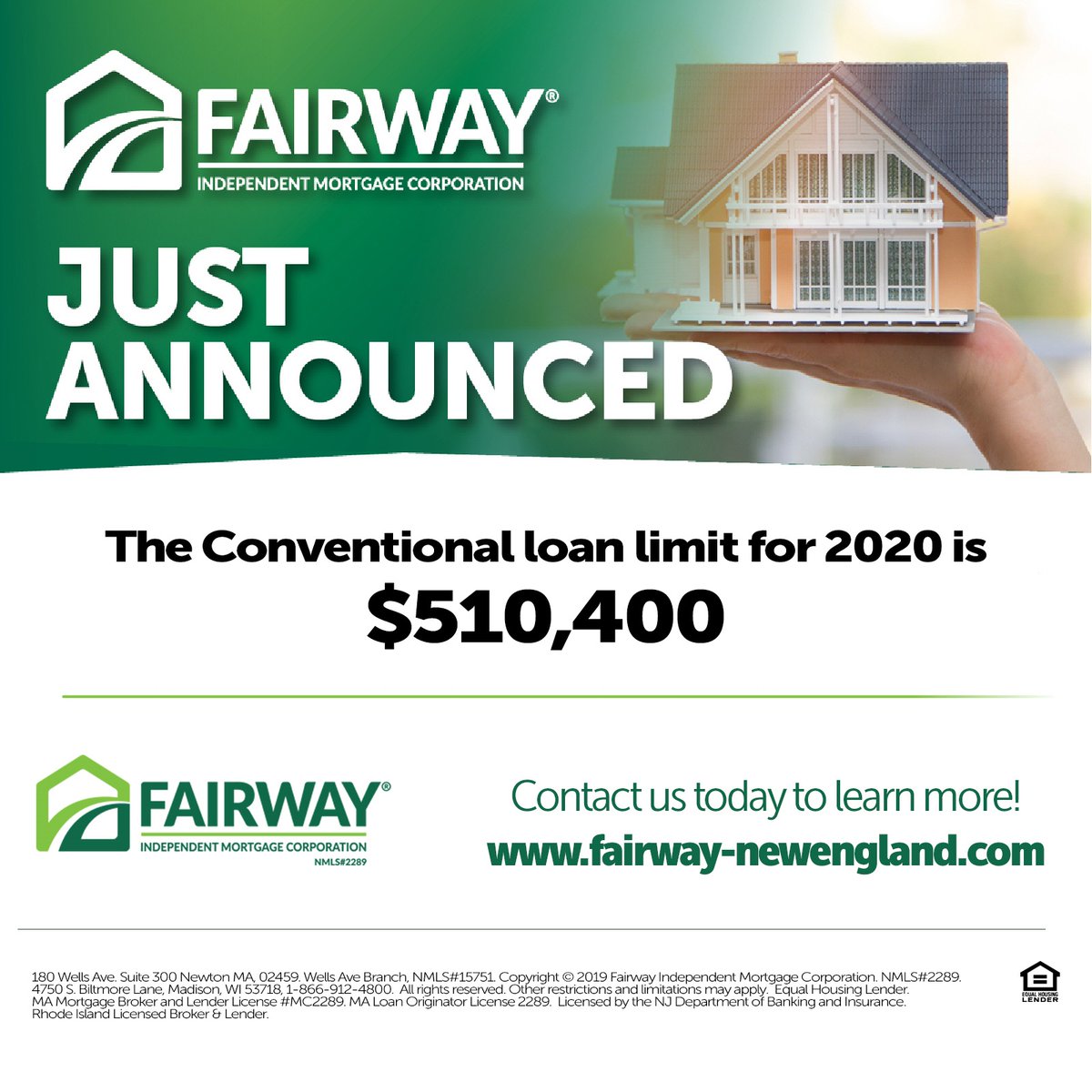 FairwayNE's tweet photo. Good news-FHA loan limits increased for 2020. Contact us to learn more about this and changes to FHA renovation loans in opportunity zones that may benefit you! https://t.co/Cj4I4xc4rh