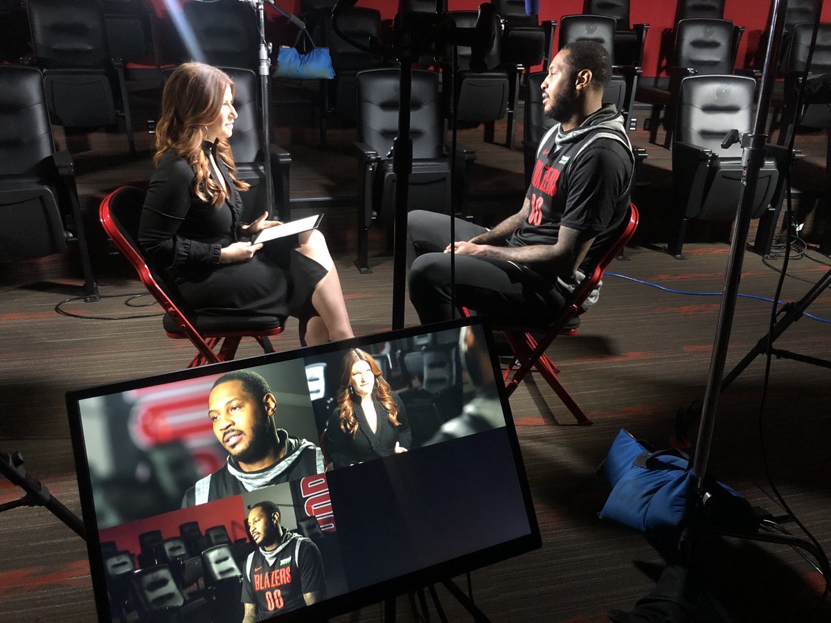 Rachel__Nichols's tweet photo. .@CarmeloAnthony’s first TV interview since making his comeback - debuts on #TheJump today. Some very real stuff in here about his time away, and the mental side of how he fought his way back. So good.
📺: 3p ET/noon PT on ESPN https://t.co/GVKkKWpivP