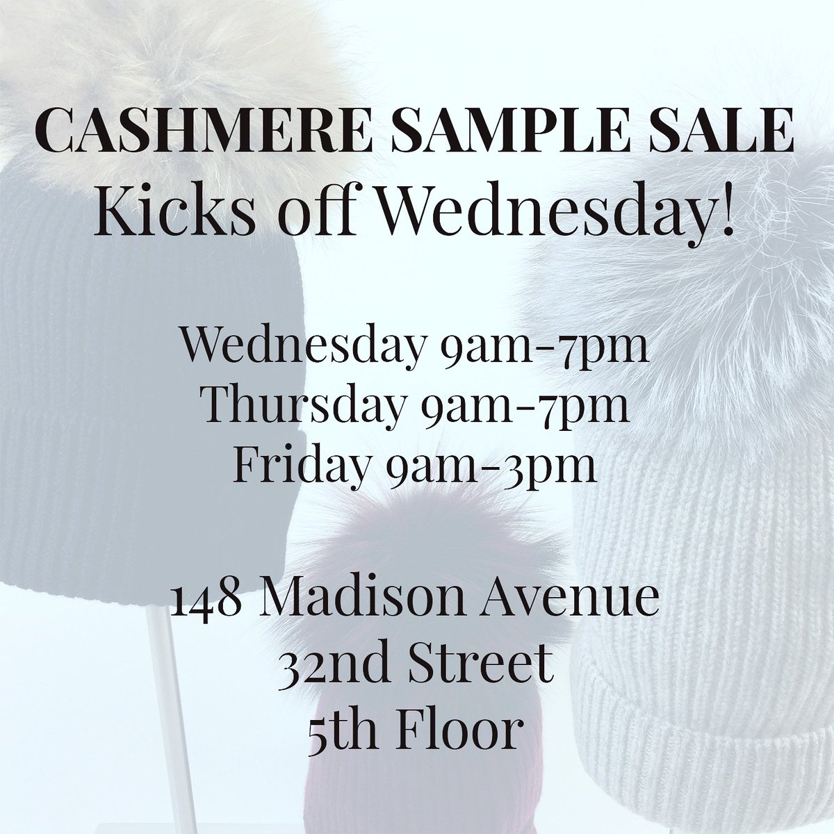 AmicaleCashmere's tweet photo. The BEST #cashmere #samplesale in NYC🗽kicks off TOMORROW! Three days only! 148 Madison Ave, 32nd Street. 5th Floor! C U there! #HappyShopping https://t.co/DbGHJSsi2h