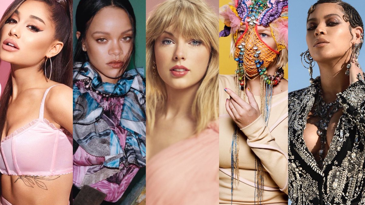 PopCrave's tweet photo. Most Streamed Female Artists of the Decade on @Spotify:

1️⃣ @ArianaGrande
2️⃣ @Rihanna
3️⃣ @TaylorSwift13
4️⃣ @Sia
5️⃣ @Beyonce https://t.co/isdbYKqC1S