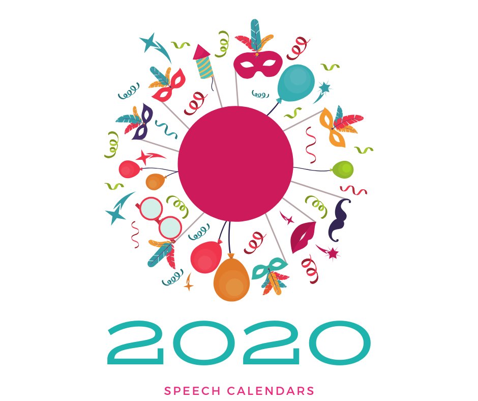 Check out our FREE 2020 speech calendars, chock-full of daily activities, on Teachers Pay Teachers! bit.ly/34Lo53R