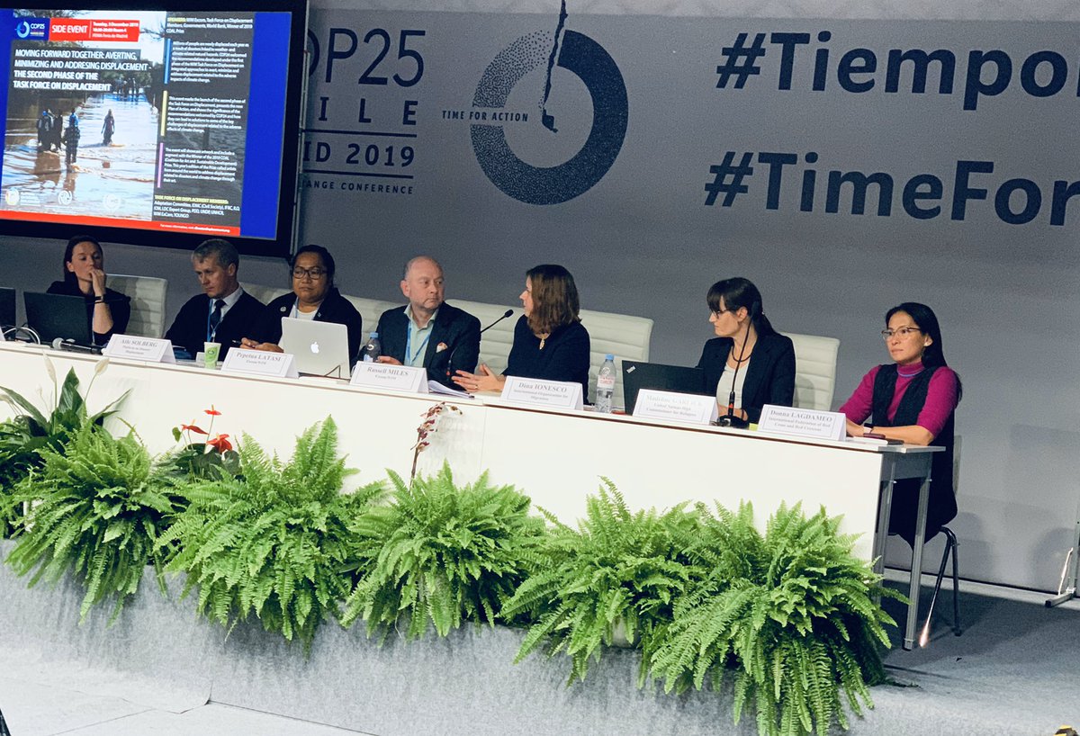 Members of the Task Force on Displacement of the Warsaw International Mechanism for Loss and Damage explain what lies ahead in the second phase of task force. Great work during 1st phase #TimeForAction #TiempoDeActuar #Cop25Madrid2019 #IOM #UNHCR #pdd #LossandDamage